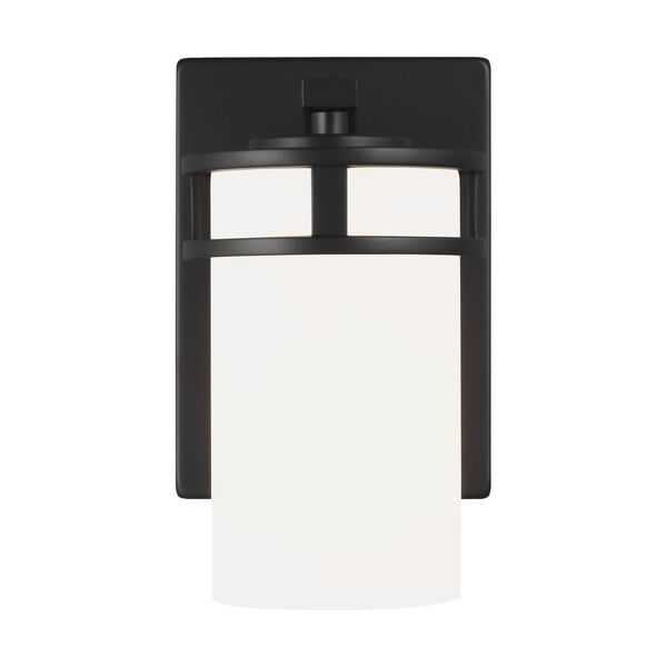Robie Midnight Black One-Light Bath Vanity with Etched White Inside Shade, image 1