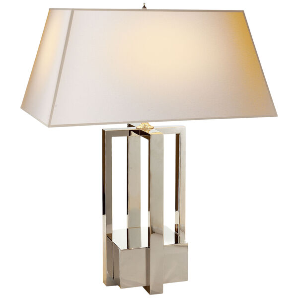 Ingrid Table Lamp in Polished Nickel with Natural Paper Shade by Alexa Hampton, image 1