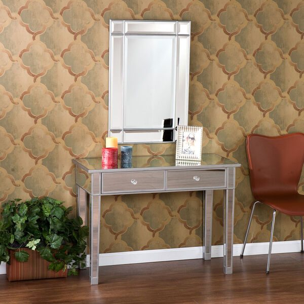 Silver 2 Drawer Mirage Mirrored Console Table, image 2