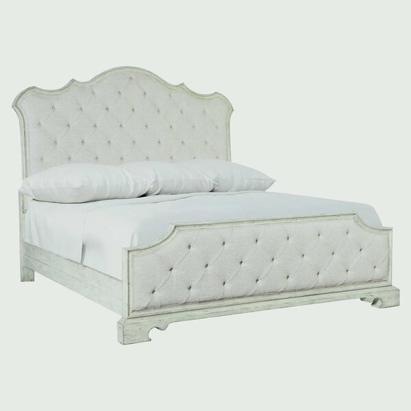 Mirabelle Whitewashed Cotton Upholstered Panel Bed, image 2