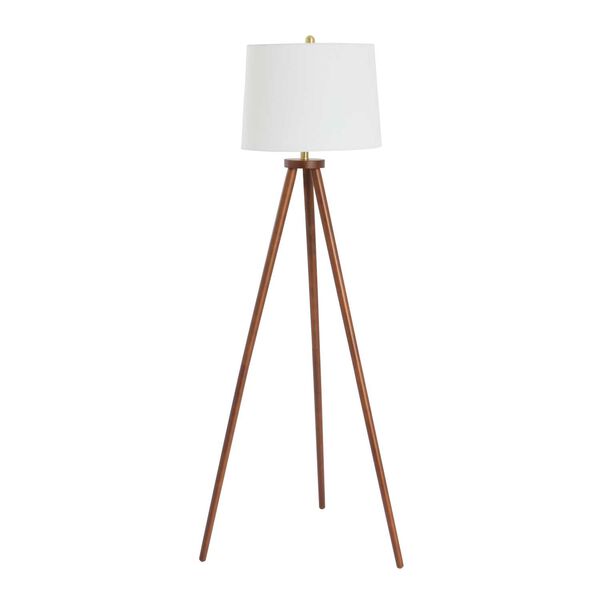 Espresso One-Light A-Frame Tripod Rubber Wood Floor Lamp, image 1