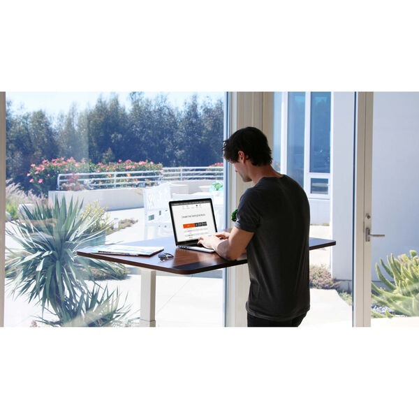 Autonomous White Frame Walnut Classic Top Premium Adjustable Height Standing Desk, image 2