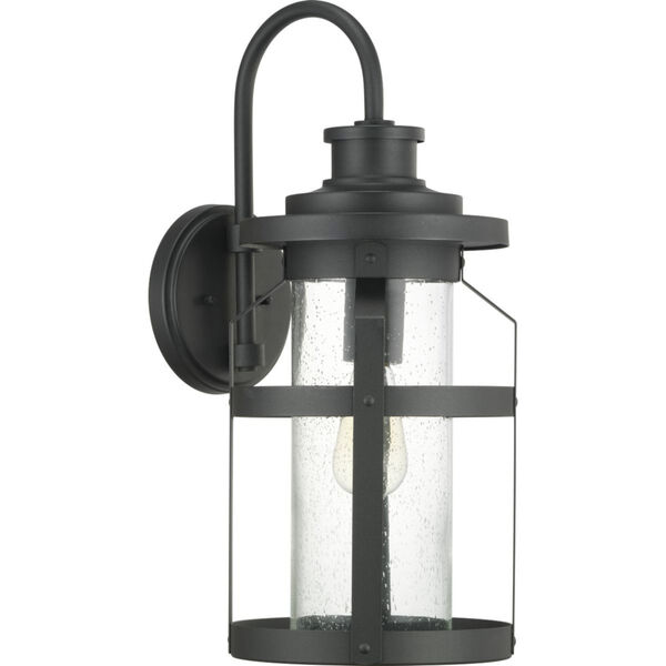 Haslett Black One-Light Outdoor Wall Lantern With Transparent Seeded Glass, image 1