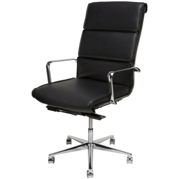 Lucia Matte Black and Silver High Back Office Chair, image 1