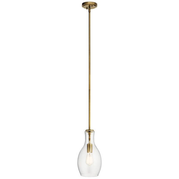 Everly Natural Brass Seven-Inch One-Light Mini Pendant, image 1