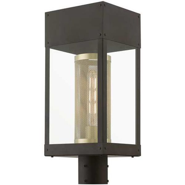Franklin Bronze with Soft Gold One-Light Outdoor Lantern Post, image 5