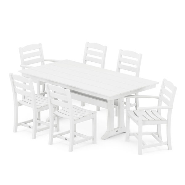 La Casa Cafe White Trestle Dining Set, 7-Piece, image 1