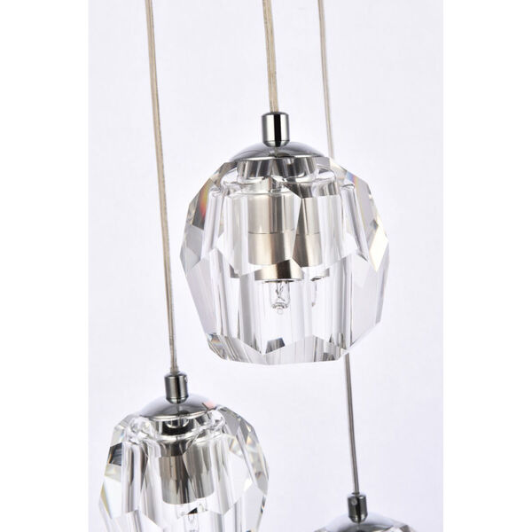 Eren Chrome 12-Inch Five-Light Pendant with Royal Cut Clear Crystal, image 6