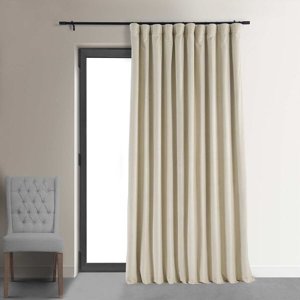 Signature Ivory Double Wide Velvet Blackout Pole Pocket Single Panel Curtain, 100 X 120, image 1