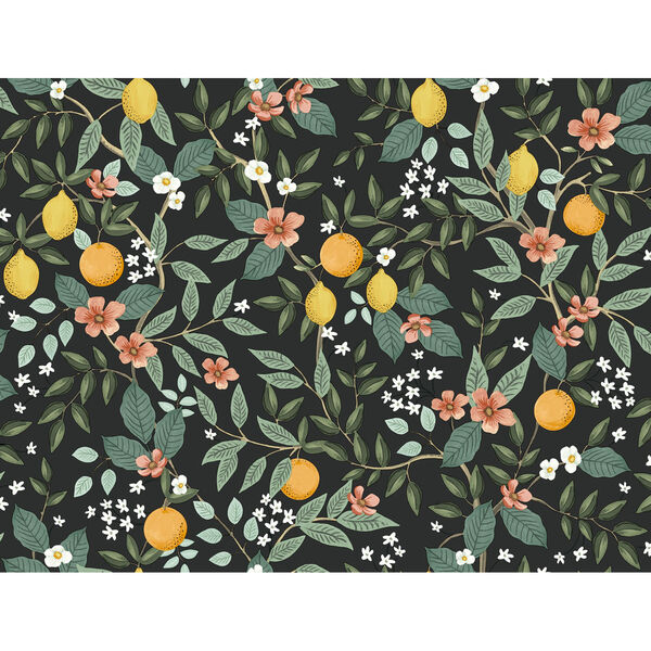 Black Citrus Grove Peel and Stick Wallpaper, image 1