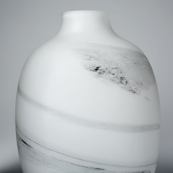White and Black Swirl 11-Inch Moon Mist Vase, image 2