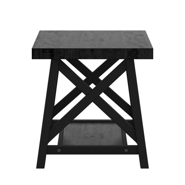 Gio Black X-Base End Table with Shelf, image 3