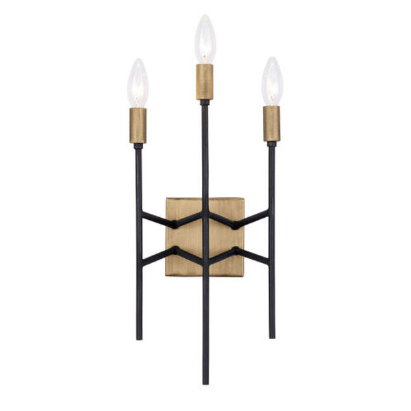 Bodie Havana Gold Carbon Three-Light Wall Sconce, image 3