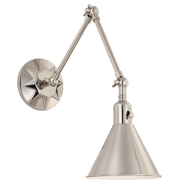 Grant Silver Nine-Inch One-Light Swing Arm Wall Sconce, image 1