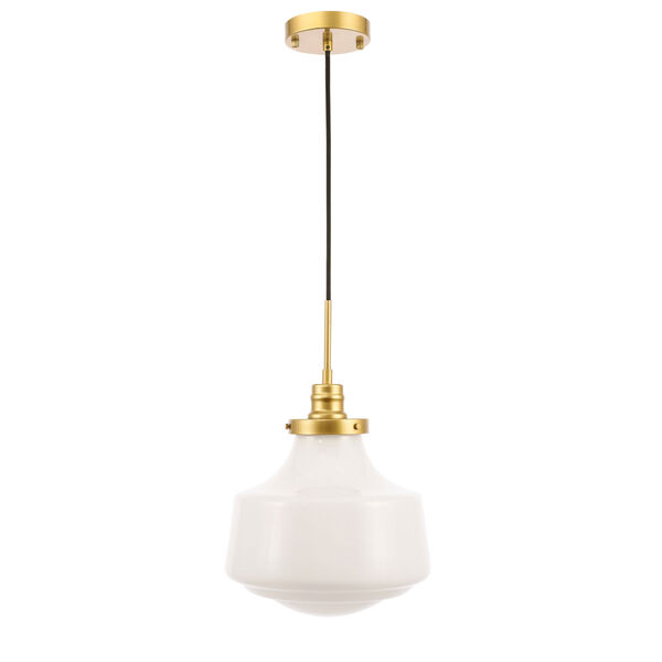 Lyle Brass 11-Inch One-Light Pendant with Frosted White Glass, image 5