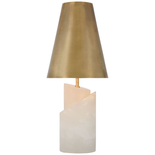 Topanga Medium Table Lamp in Alabaster with Antique-Burnished Brass Shade by Kelly Wearstler, image 1