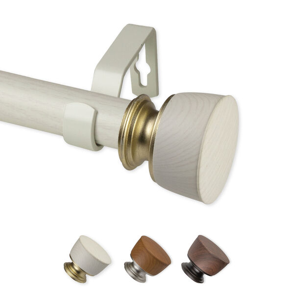 Nuno Pearl White 28-48 Inch Faux Wood Curtain Rod, image 2