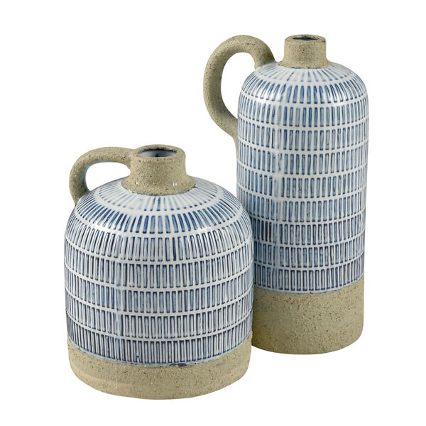 Doyle Blue and Beige Medium Vase, Set of 2, image 3