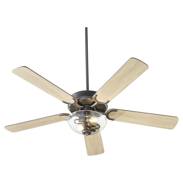 Virtue Matte Black Two-Light 52-Inch Ceiling Fan with Clear Seeded Glass Bowl, image 3
