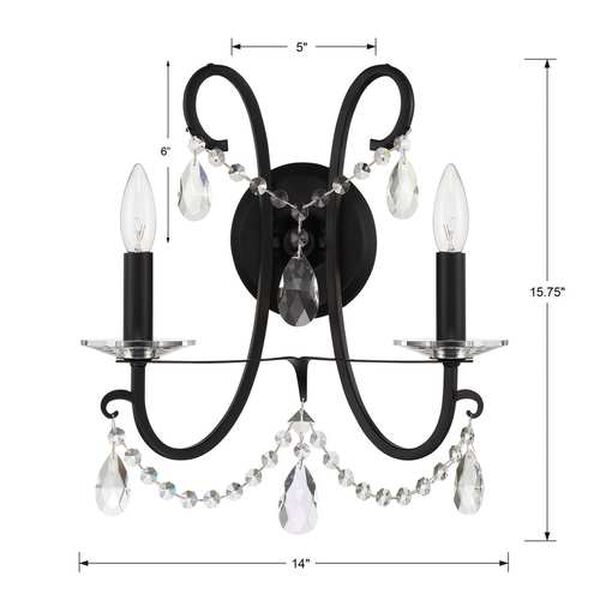Othello Matte Black Two-Light Wall Sconce, image 5
