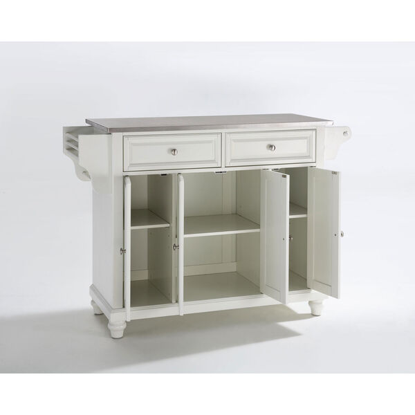 Cambridge Stainless Steel Top Kitchen Island in White Finish, image 2
