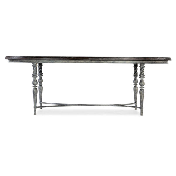 Traditions Rich Brown and Gray Oval Cocktail Table, image 1