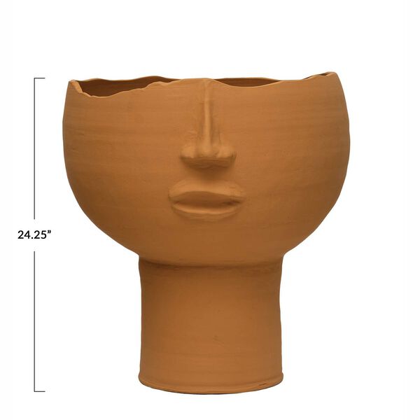 Brown Terracotta 22-Inch Planter with Face, image 4