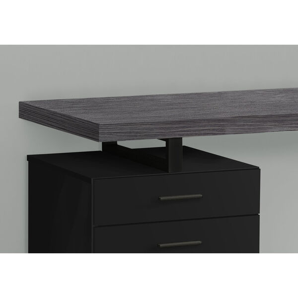 Black and Gray 24-Inch Computer Desk with Floating Top, image 3