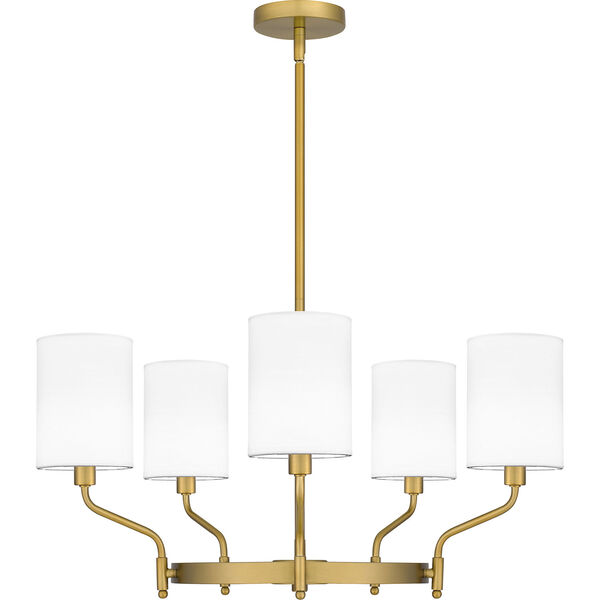 Parkington Aged Brass and White Five-Light Chandelier, image 5
