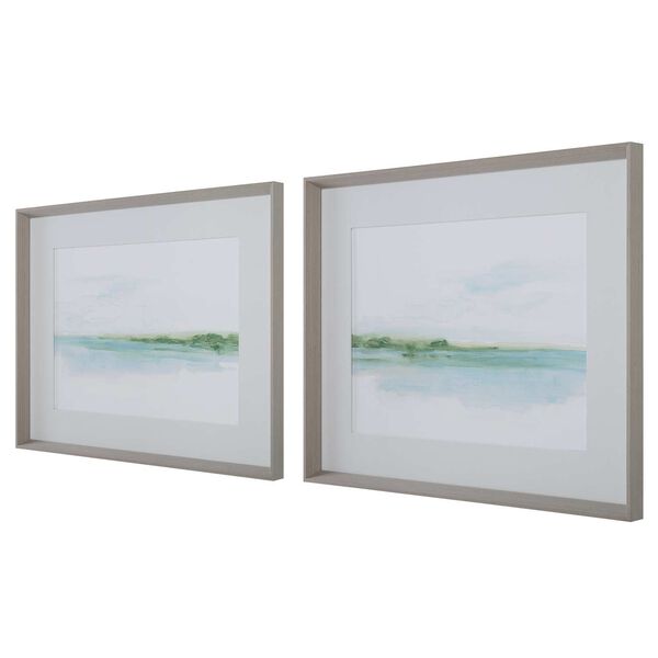 Green Ribbon Coast White Framed Prints, Set of Two, image 5