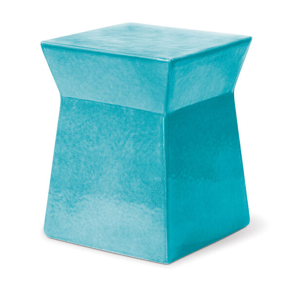 Ceramic Ashlar Accent Table in Turquoise Blue, image 1