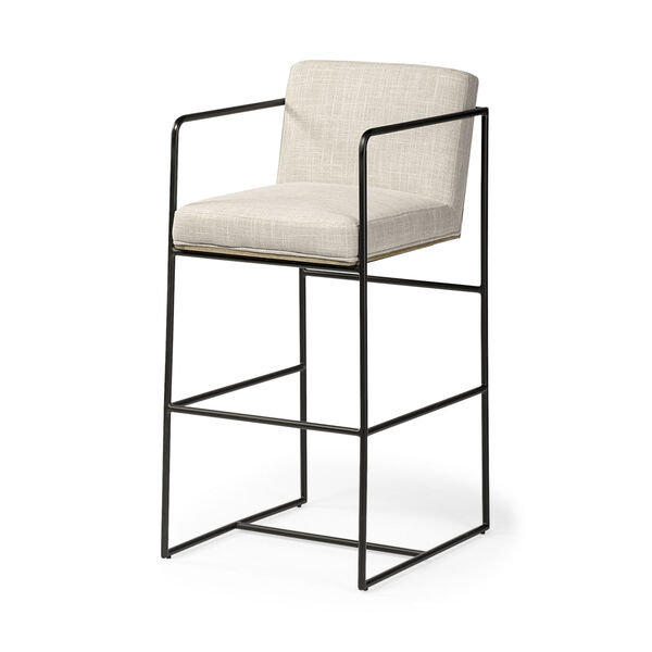 Stamford Cream and Black Upholstered Seat Bar Height Stool, image 1