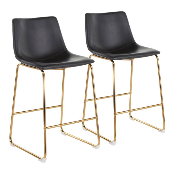 Duke Gold and Black Counter Stool with Upholstered Seat, Set of 2, image 2