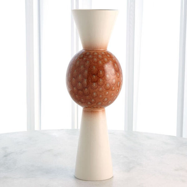 White and Brown Sunset Dots Upper Orb Vase, image 1