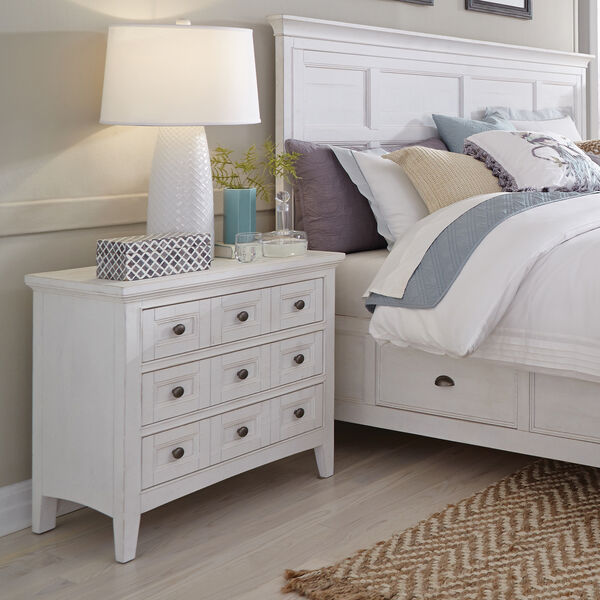 Heron Cove Relaxed Traditional Soft White 3 Drawer Nightstand, image 2