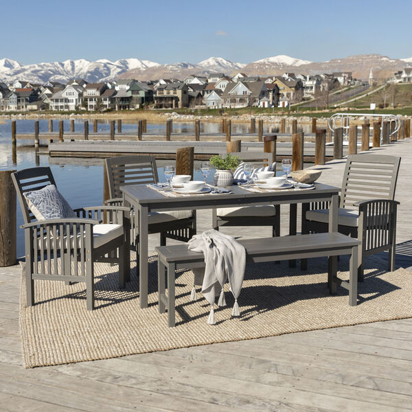 Gray Wash 32-Inch Six-Piece Simple Outdoor Dining Set, image 1