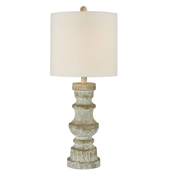 Kemper Distressed Powder Blue with Brown and Cream Accents One-Light Table Lamp, image 1