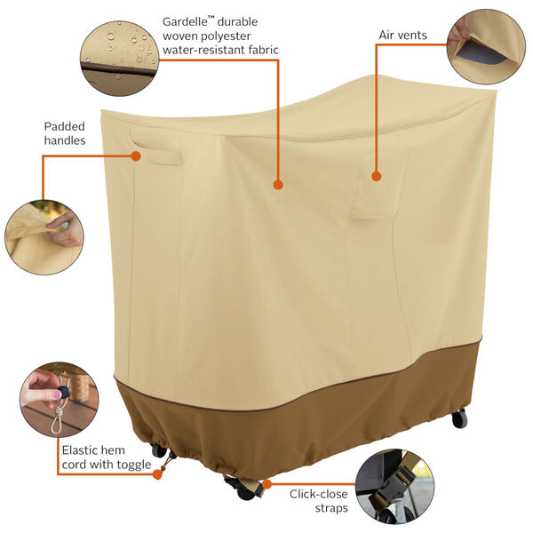 Ash Beige and Brown Double Handle Bar Cart Cover, image 2