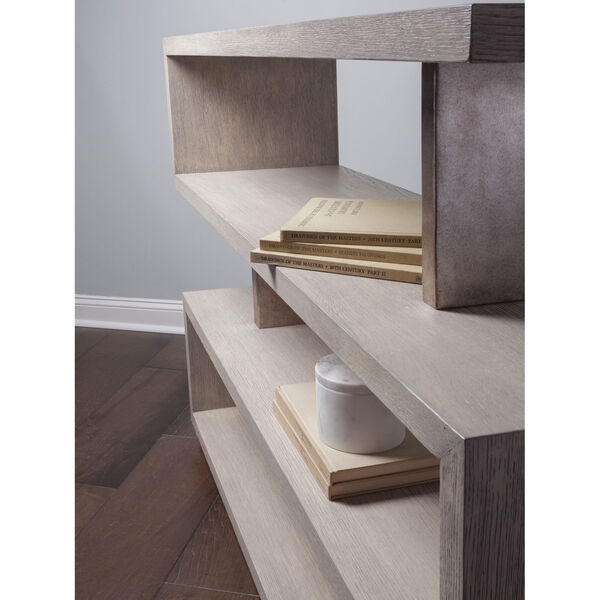 Signature Designs Light Gray and Silver Leaf Soiree Low Bookcase, image 3