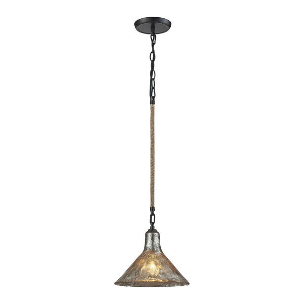Hand Formed Glass Oil Rubbed Bronze One-Light Pendant, image 1