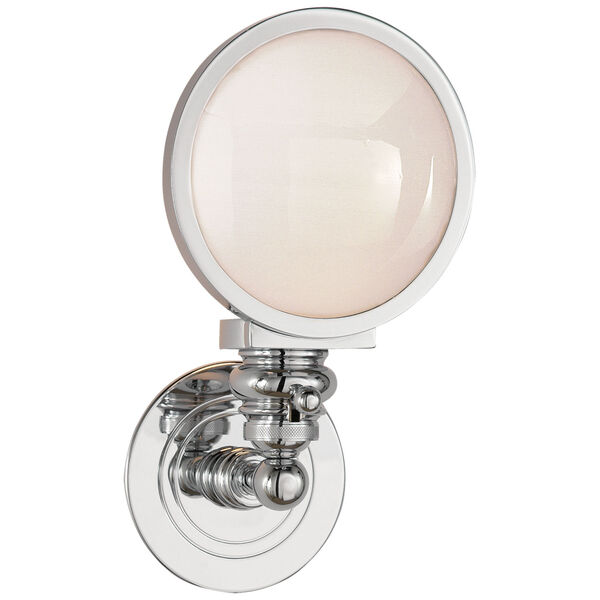Boston Head Light Sconce in Chrome with White Glass by Chapman and Myers, image 1