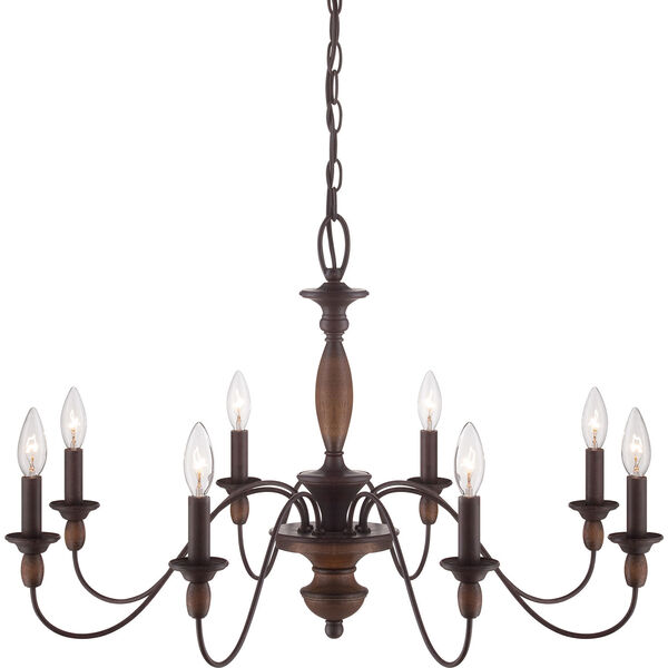 Evelyn Rust with Wood Eight-Light Chandelier, image 5
