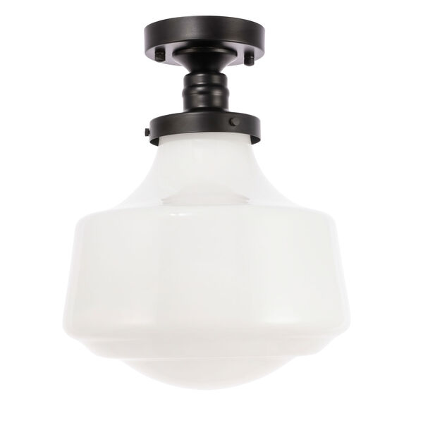 Lyle Black 11-Inch One-Light Flush Mount with Frosted White Glass, image 3