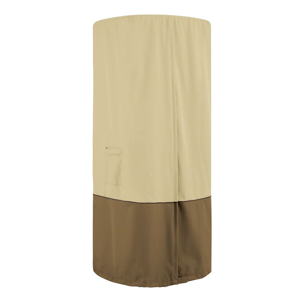 Ash Beige and Brown Round Stand-Up Patio Heater With Table Cover, image 1