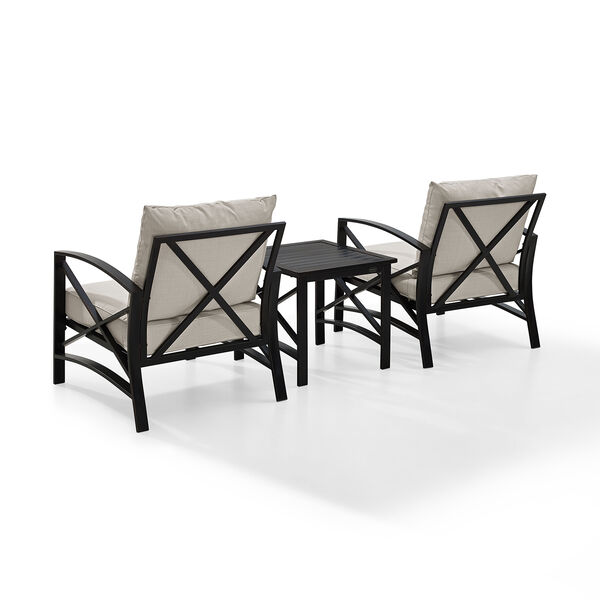 Kaplan 3 Piece Outdoor Seating Set With Oatmeal Cushion - Two Chairs, Side Table, image 3