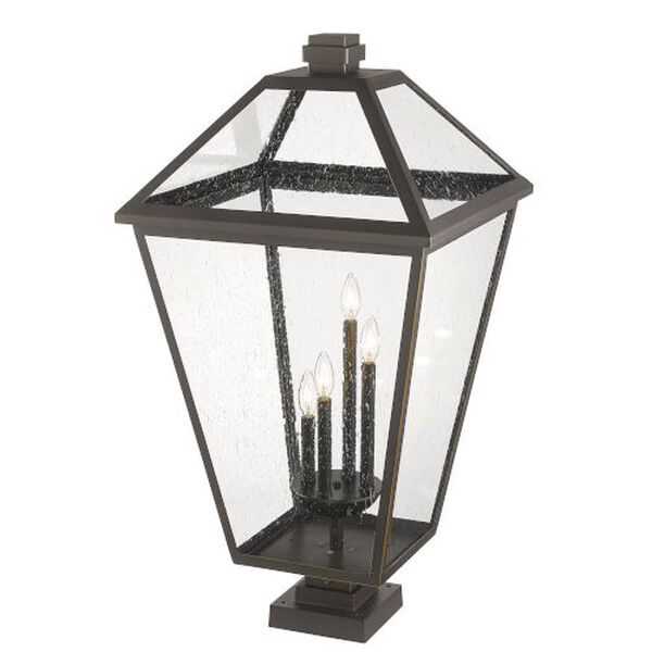 Talbot 37-Inch Four-Light Outdoor Pier Mounted Fixture with Seedy Shade, image 3