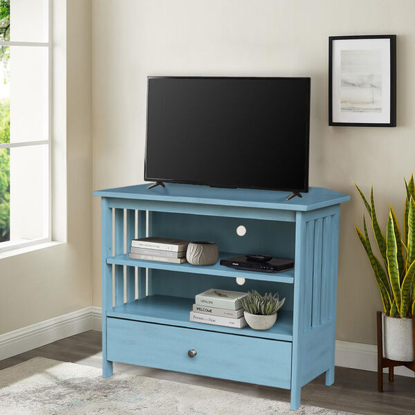 Antique Ocean Blue 35-Inch TV Stand, image 1