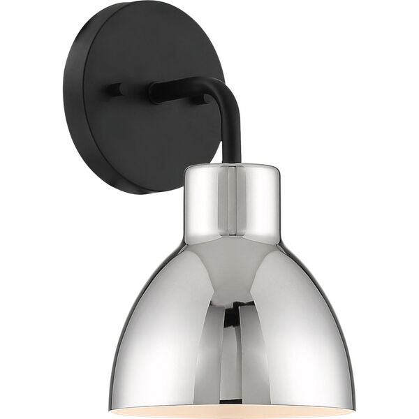 Sloan Black One-Light Vanity  with Polished Nickel Shade, image 1
