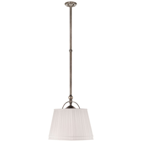 Sloane Single Shop Light in Antique Nickel with Linen Shade by Chapman and Myers, image 1