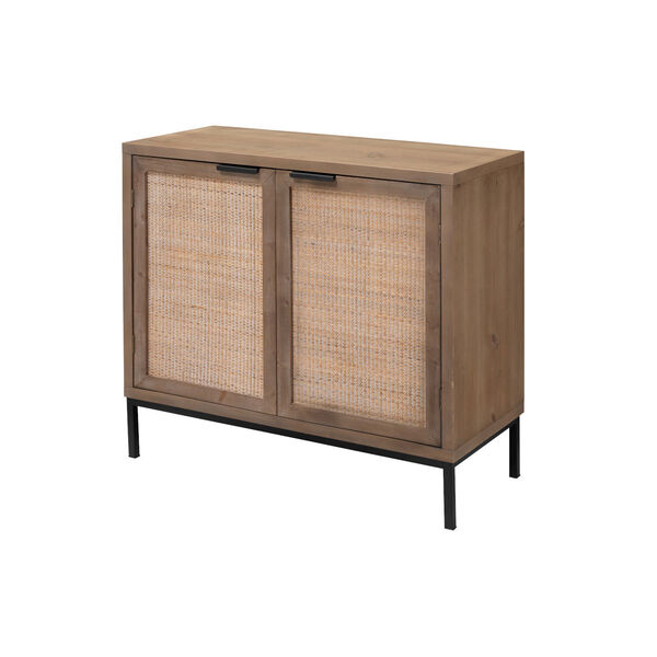 Grace Washed Wood and Black Two Door Accent Cabinet, image 1